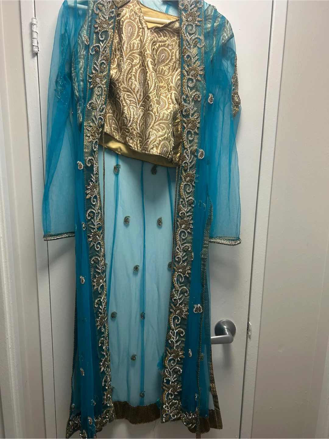 Teal & Gold Embroidered Salwar Kameez Suit