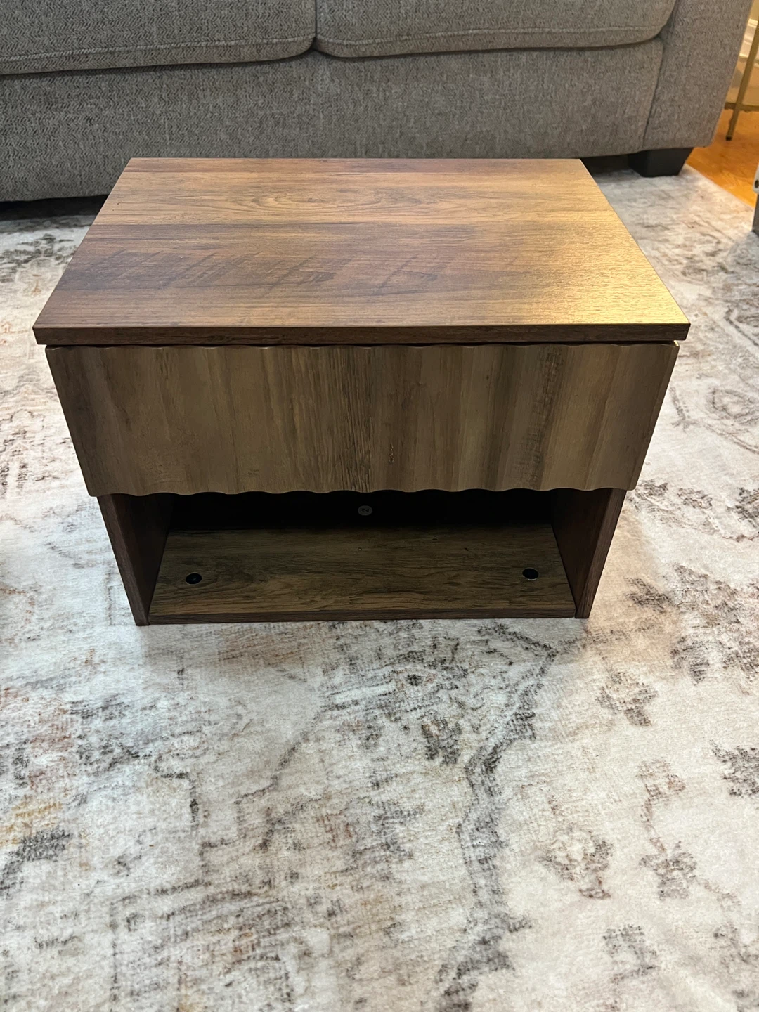 Brown Wood Floating Nightstand (ONE PIECE) - photo 2