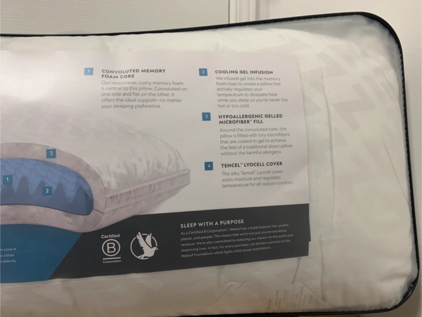 Malouf Gel Convolution King Pillow - New - photo 4