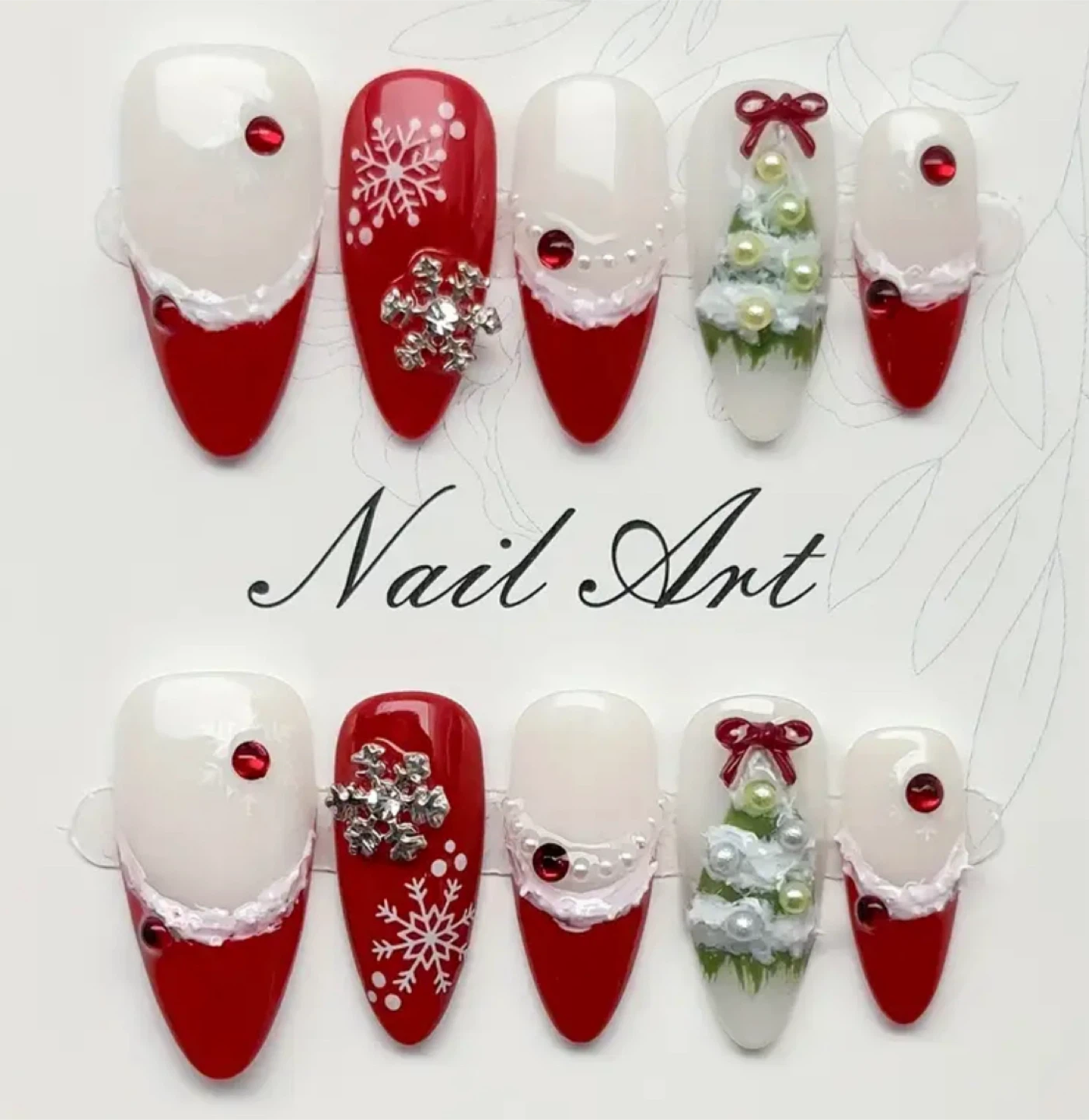 Handmade Christmas press on handmade nails $28