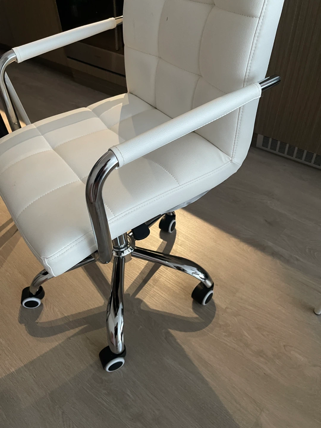 White Faux Leather Office Chair - Like New! - photo 3
