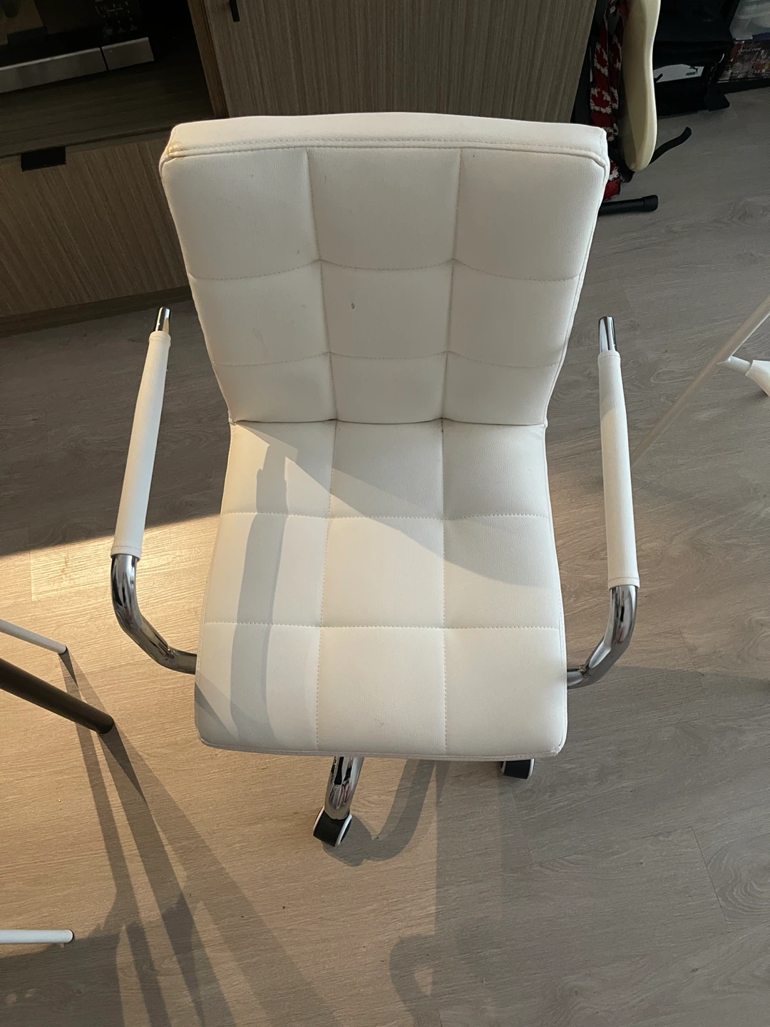 White Faux Leather Office Chair - Like New! - photo 2