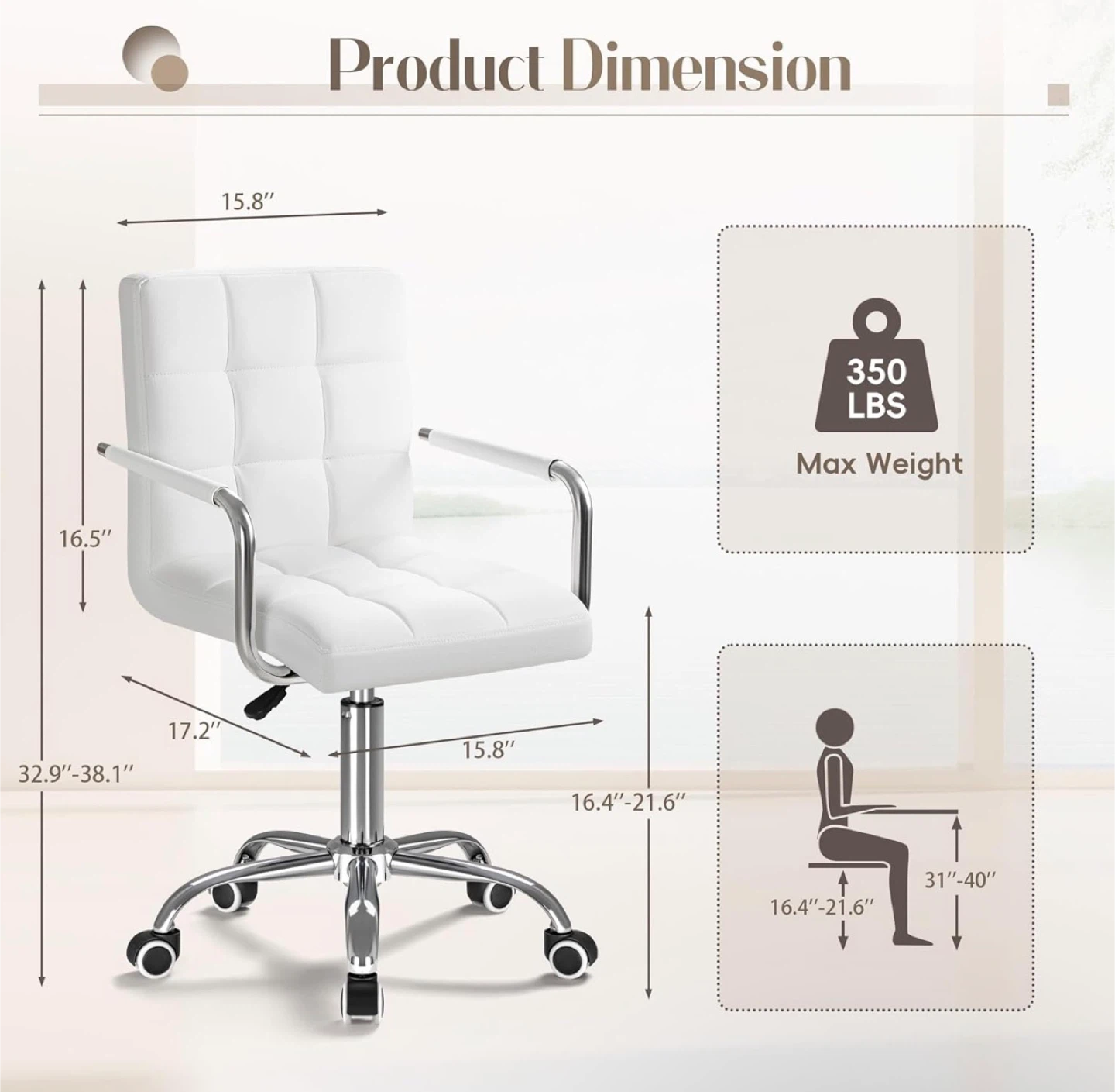 White Faux Leather Office Chair - Like New! - photo 5