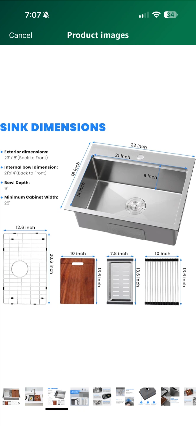 POPFLY 23” x 18” Stainless Steel Kitchen Sink (Workstation) ✨ - photo 2