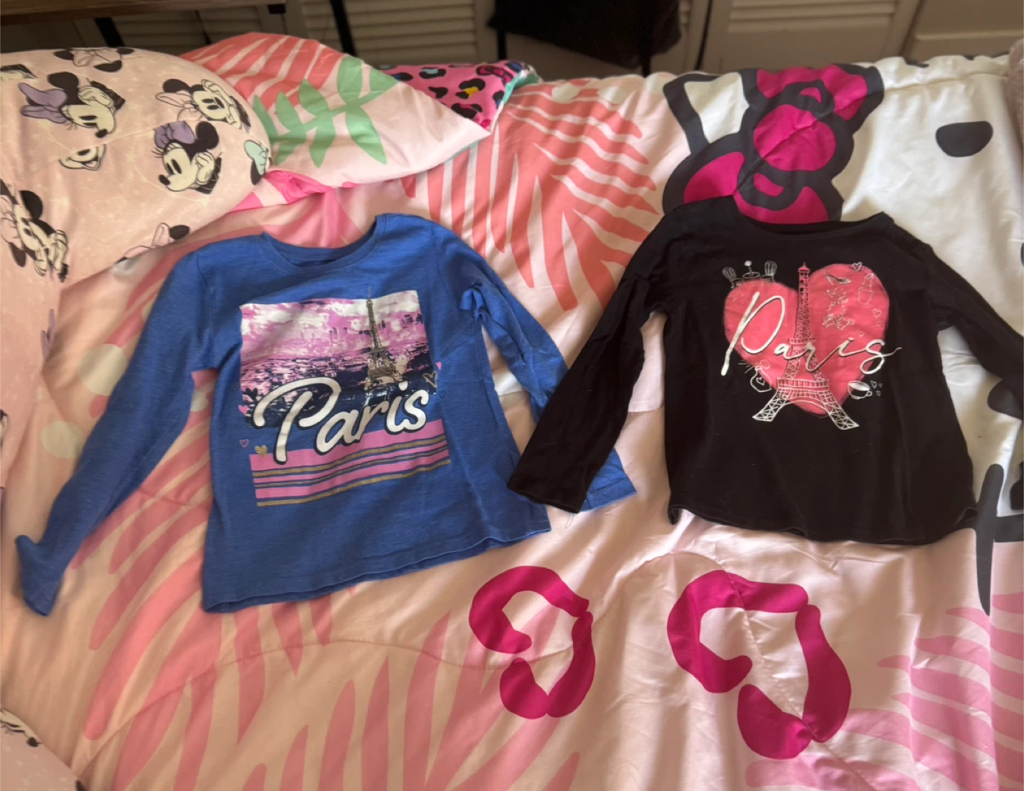 Girls' Paris Long Sleeve Shirts - Blue & Black Size XSmall