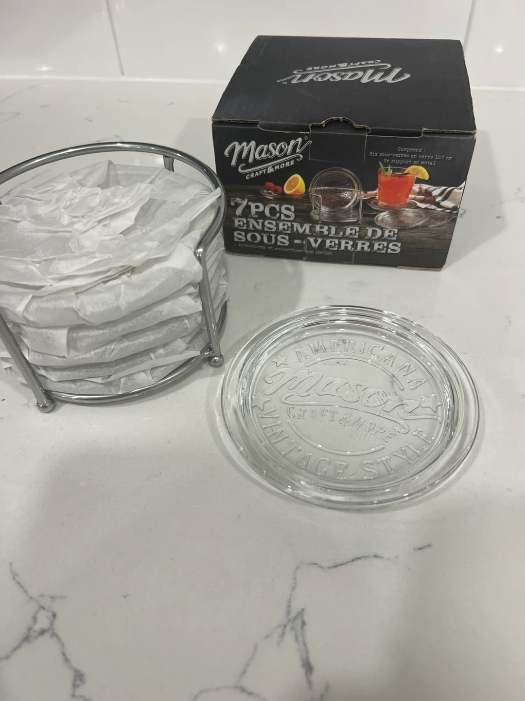 Mason Craft & More 7-Piece Glass Coaster Set