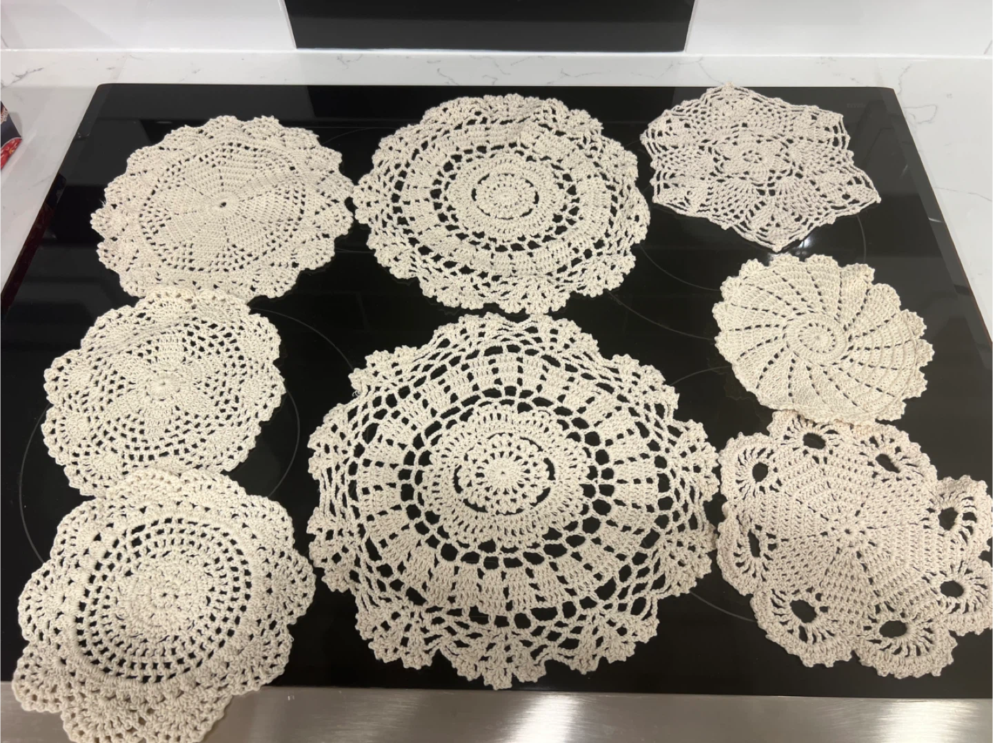 Handmade Crochet Doilies - Set of 8