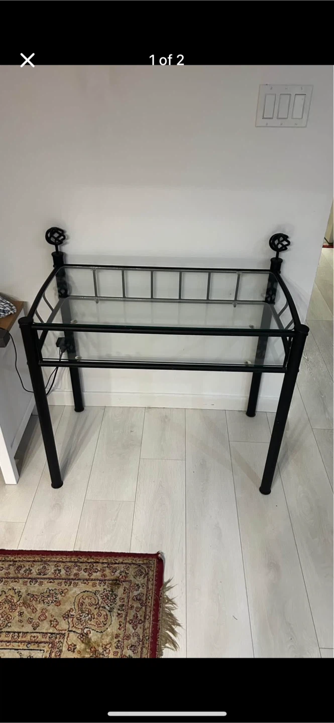 Black Metal & Glass Console Table