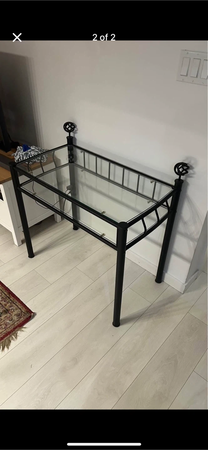 Black Metal & Glass Console Table - photo 2
