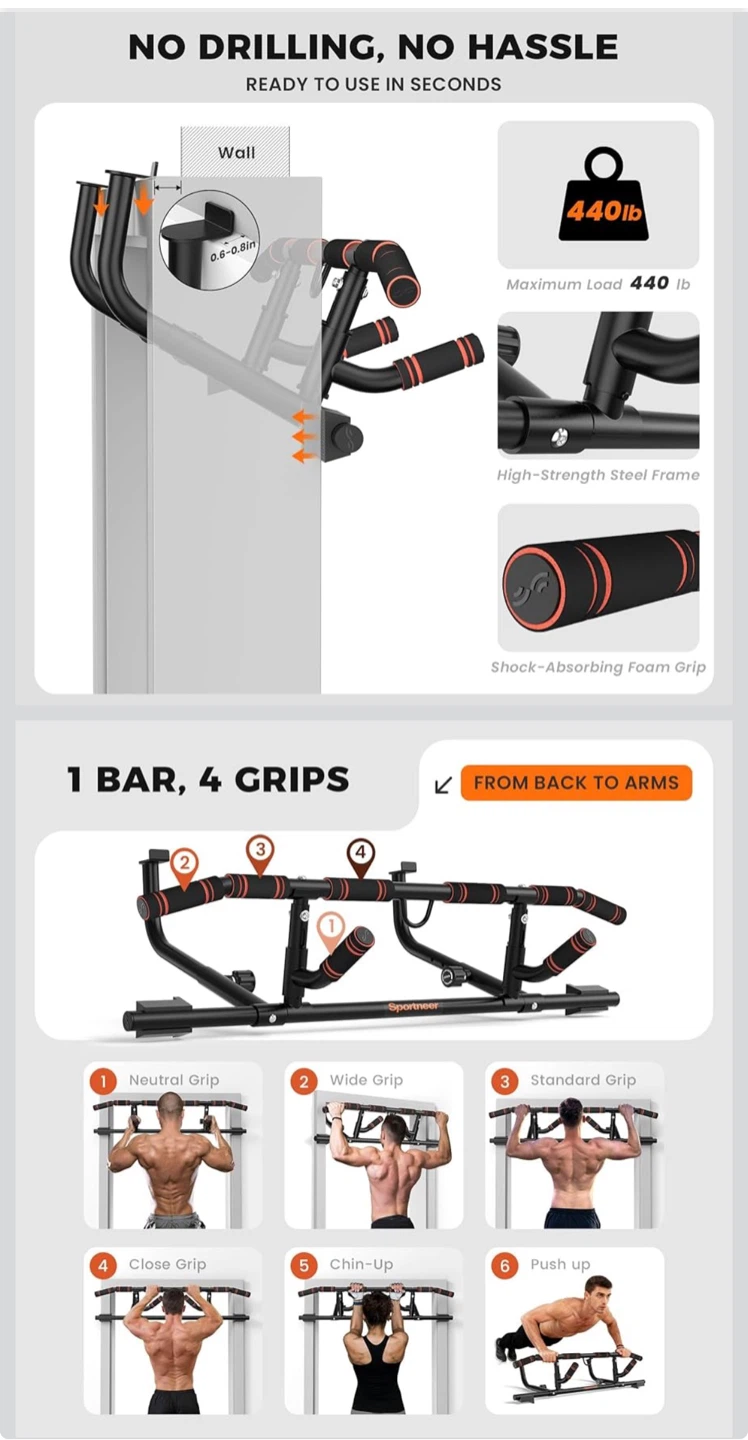 Sportneer Pull Up Bar - Home Gym Fitness - photo 2