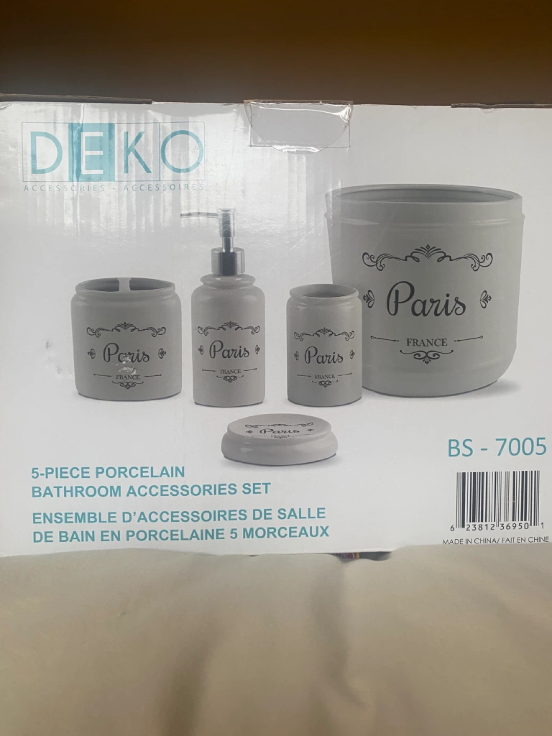DEKO Paris 5-Piece Porcelain Bathroom Accessories Set