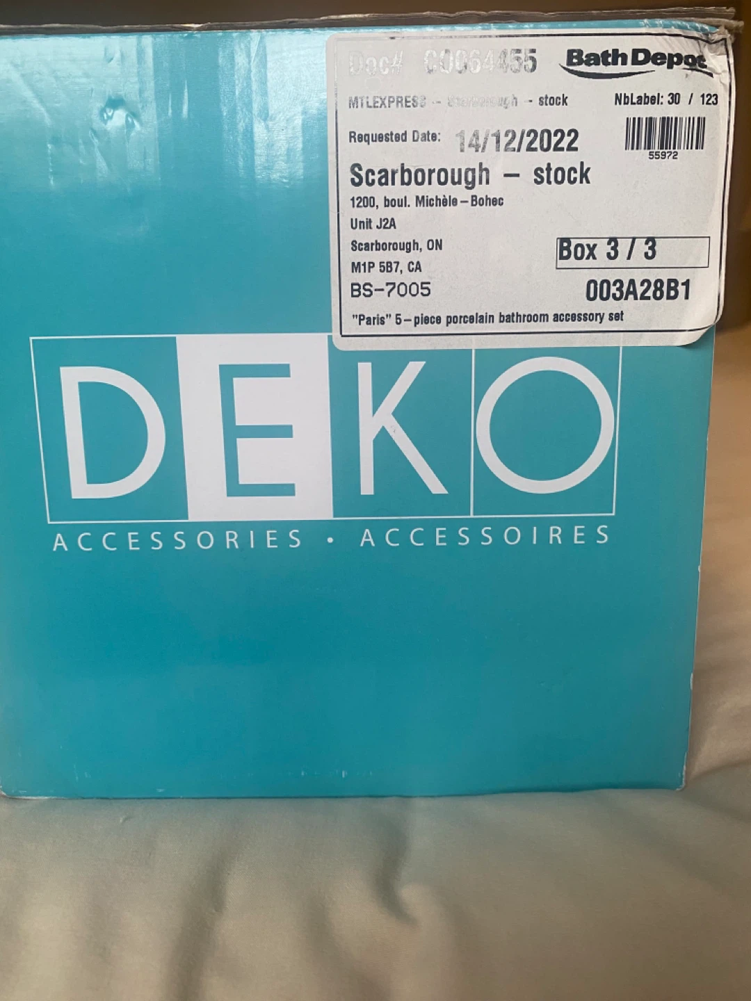 DEKO Paris 5-Piece Porcelain Bathroom Accessories Set - photo 3