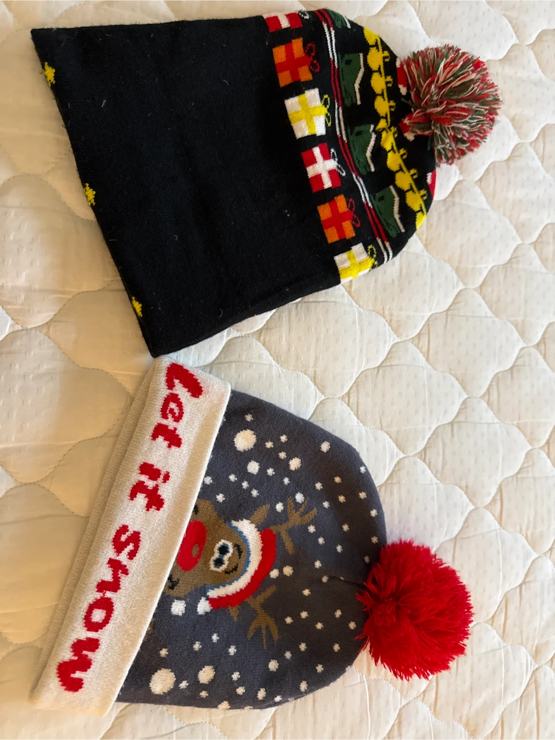 Two Christmas Beanies with Pom-Poms - photo 2