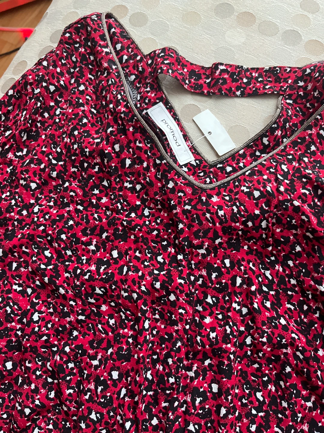 Promod Red Animal Print Blouse