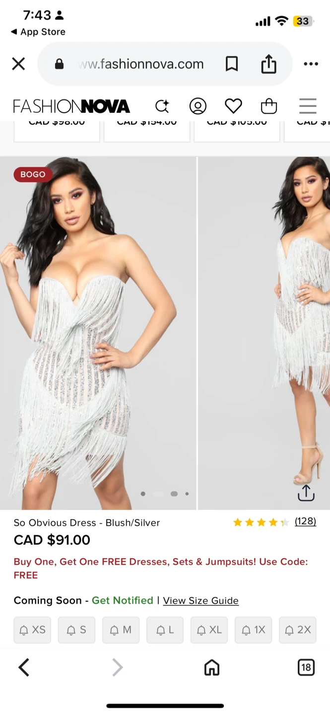 Fashion Nova Blush/Silver XL