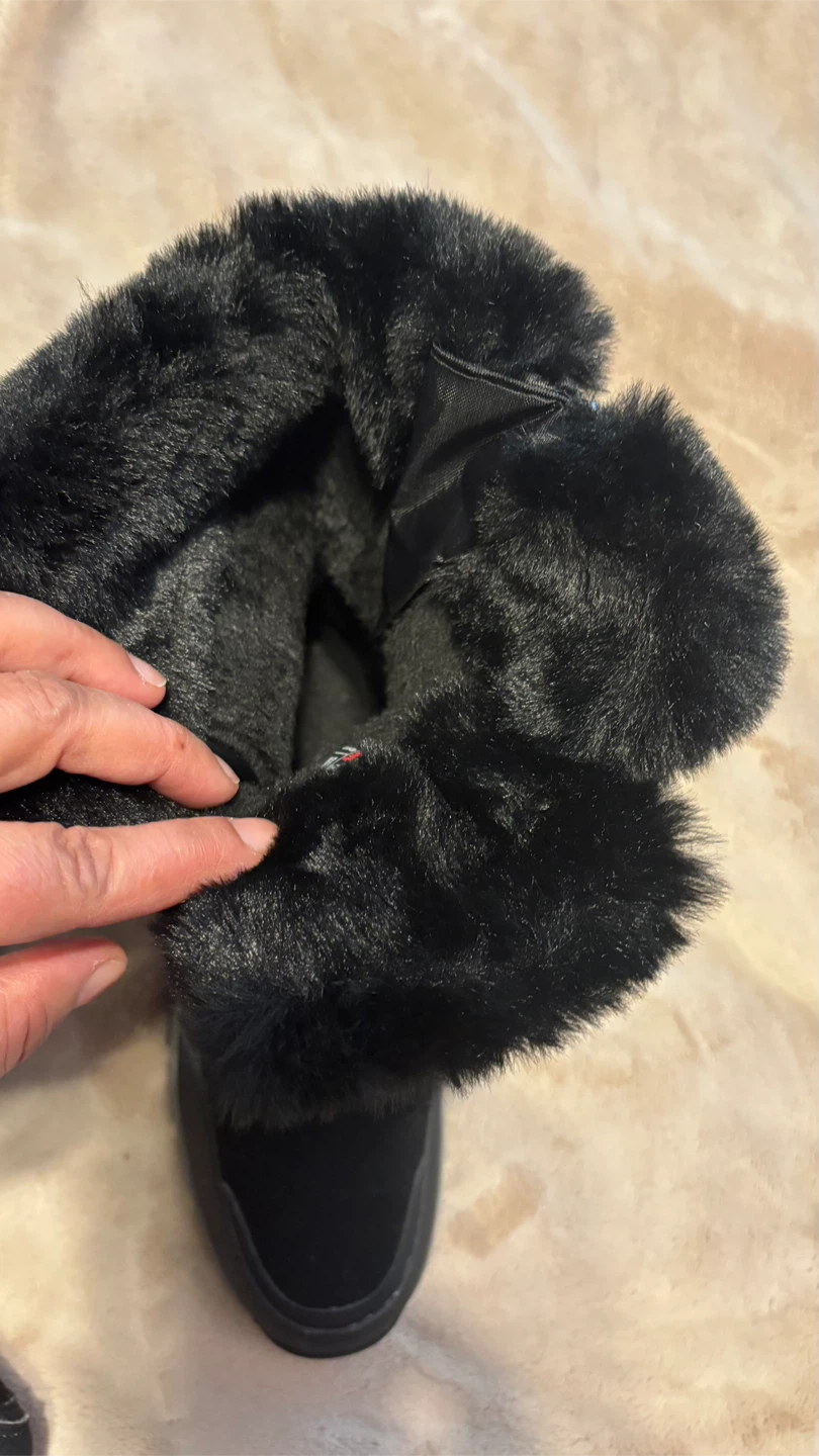 Black Winter Boots with Faux Fur Trim - photo 3