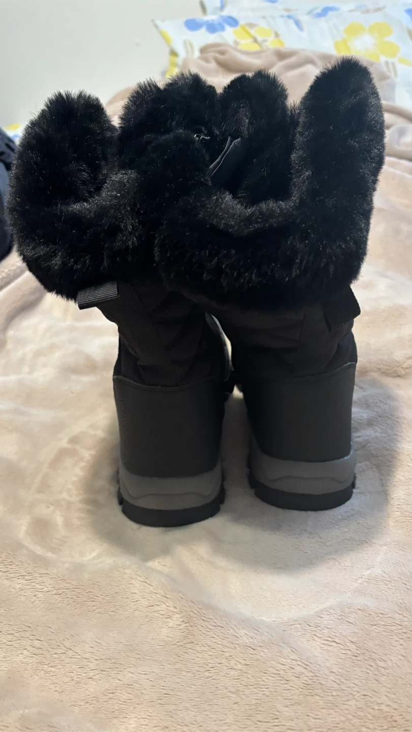 Black Winter Boots with Faux Fur Trim - photo 4