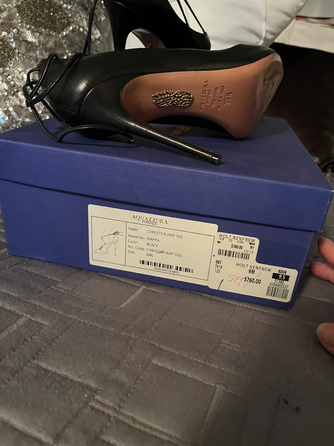 Aquazzura Christy Pointed Black Heels - Size 9M - photo 3