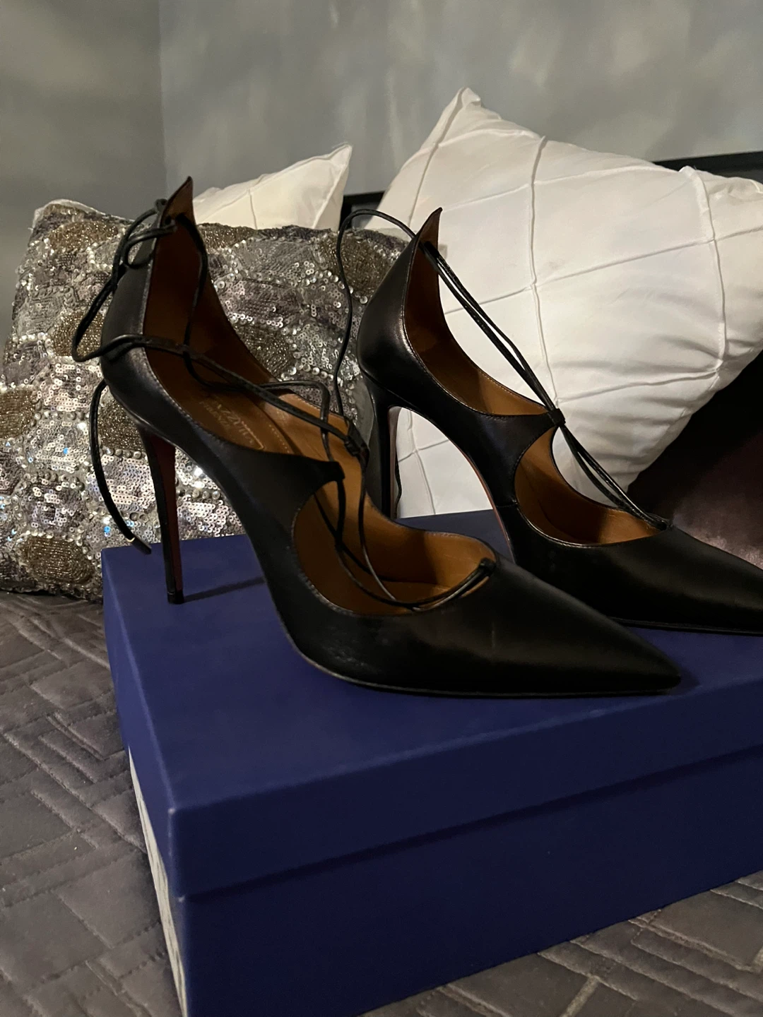 Aquazzura Christy Pointed Black Heels - Size 9M - photo 2