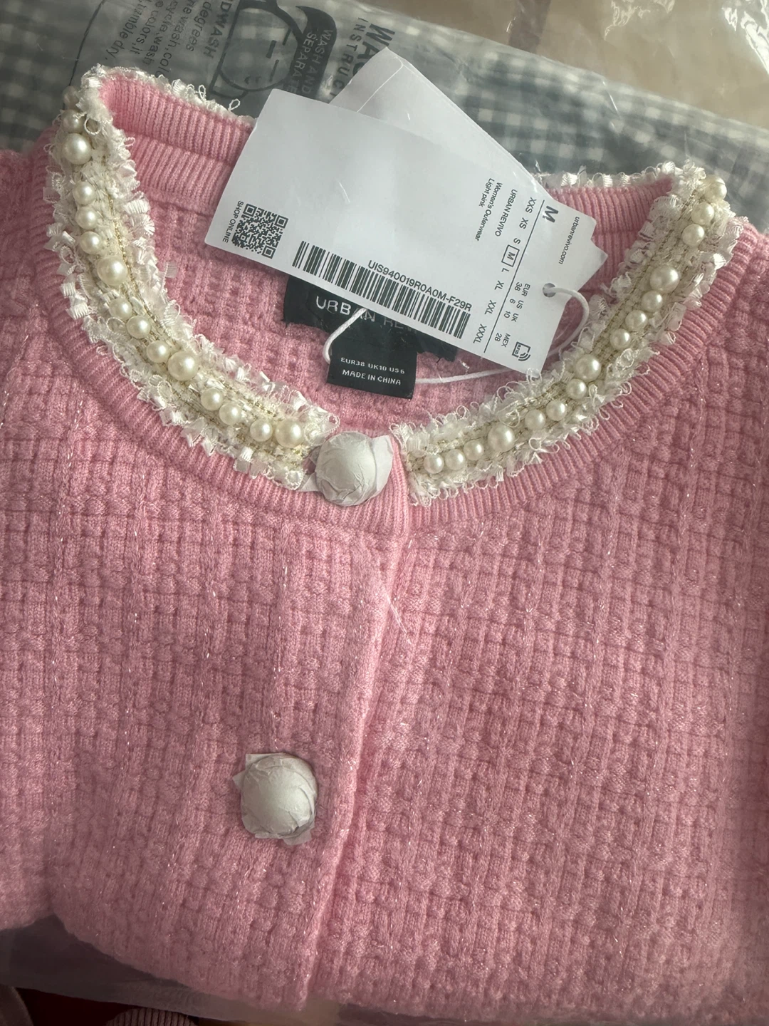 UR Pink Pearl Button Cardigan - Size M - photo 2
