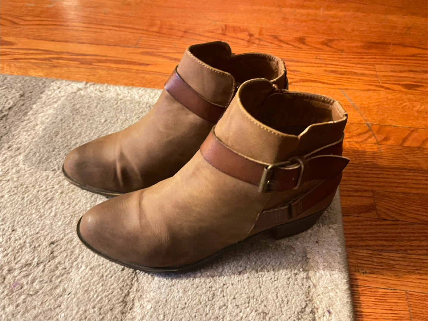 Brown Ankle Boots with Buckle Detail - photo 3