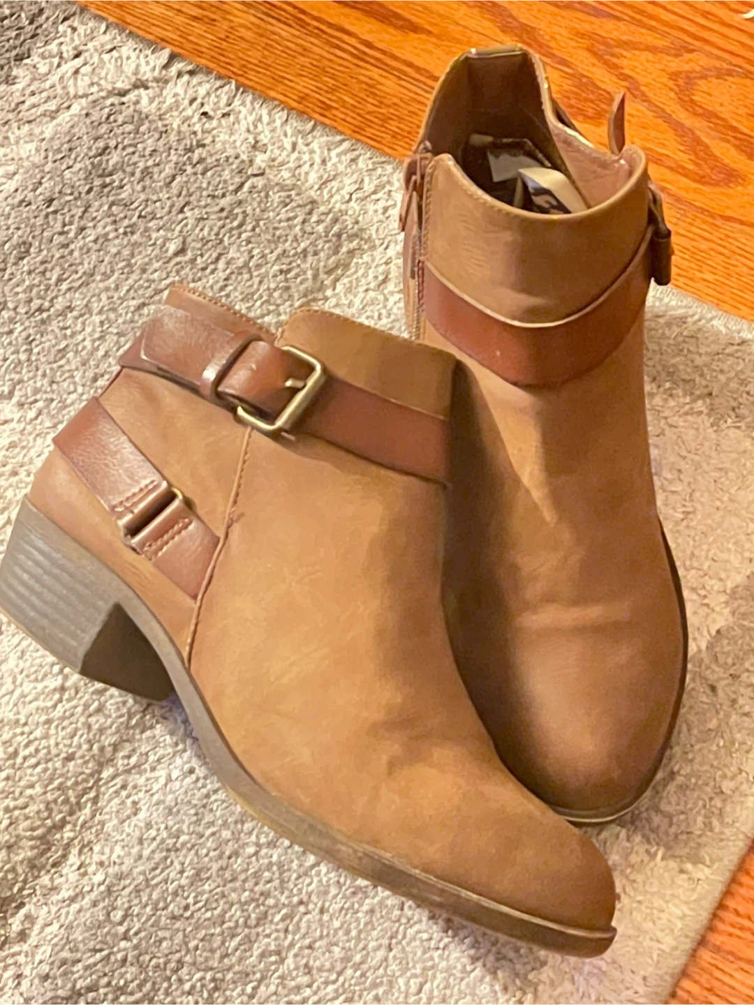 Brown Ankle Boots with Buckle Detail