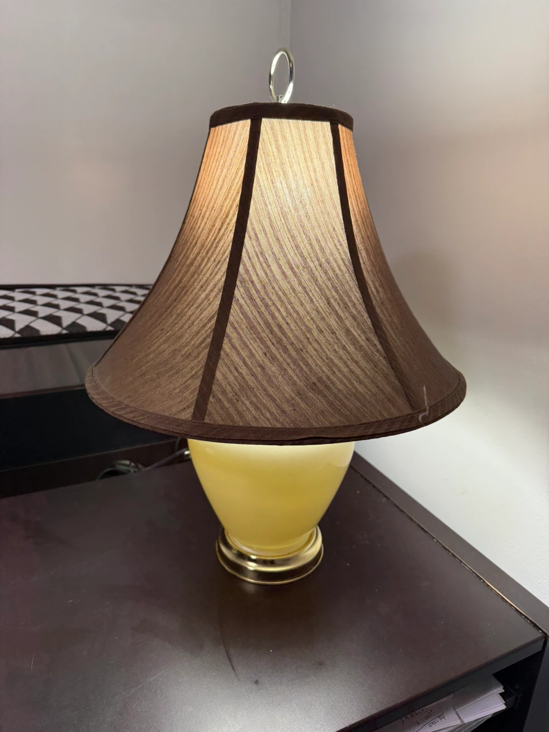 Table Lamp - Brown Shade, Cream Base