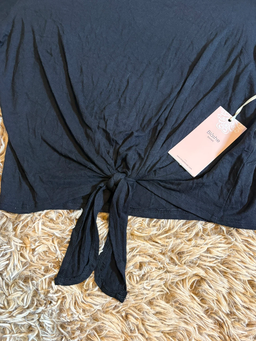 Blashe Black Tie Front Top - Size L - photo 3