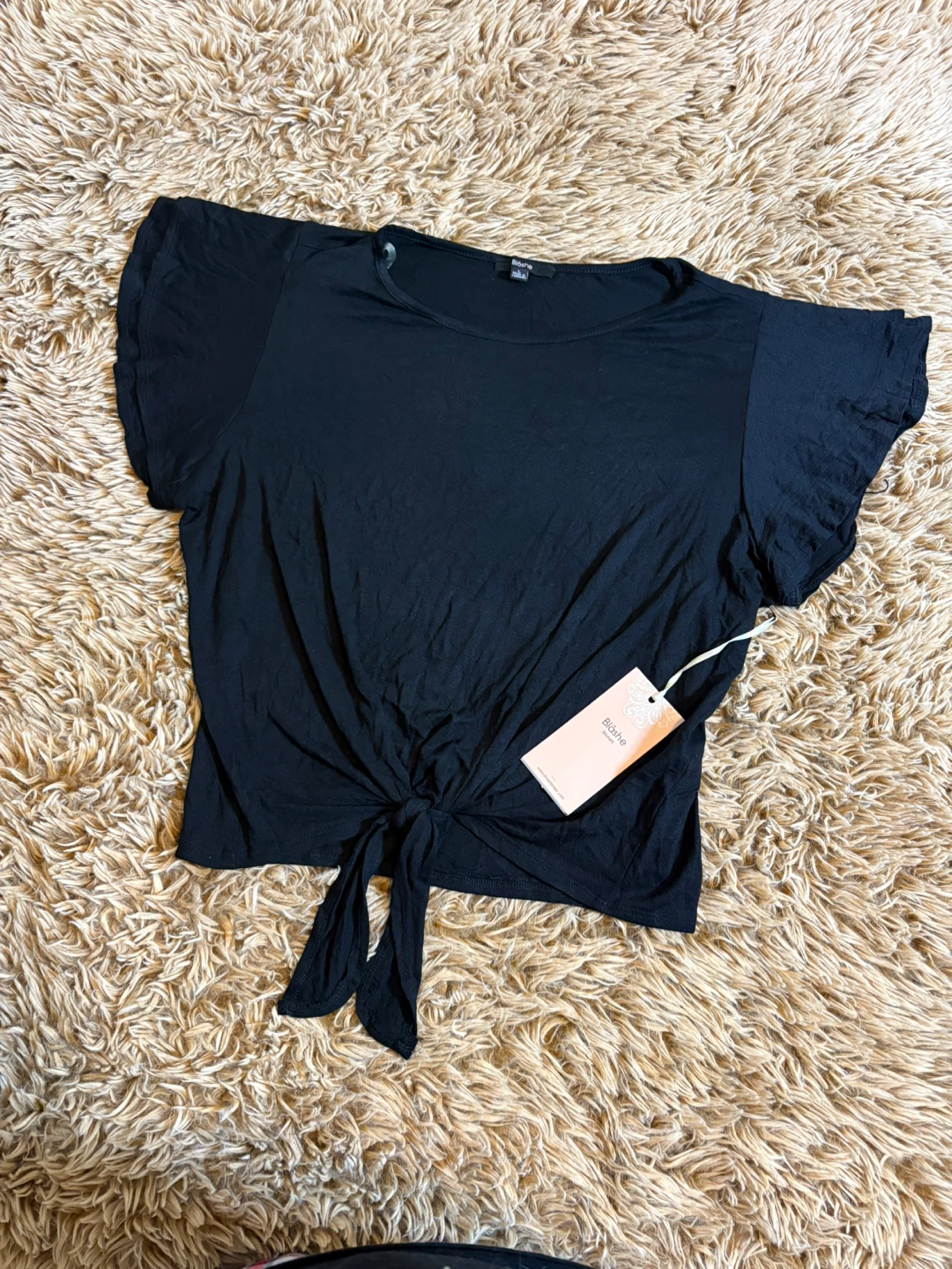 Blashe Black Tie Front Top - Size L