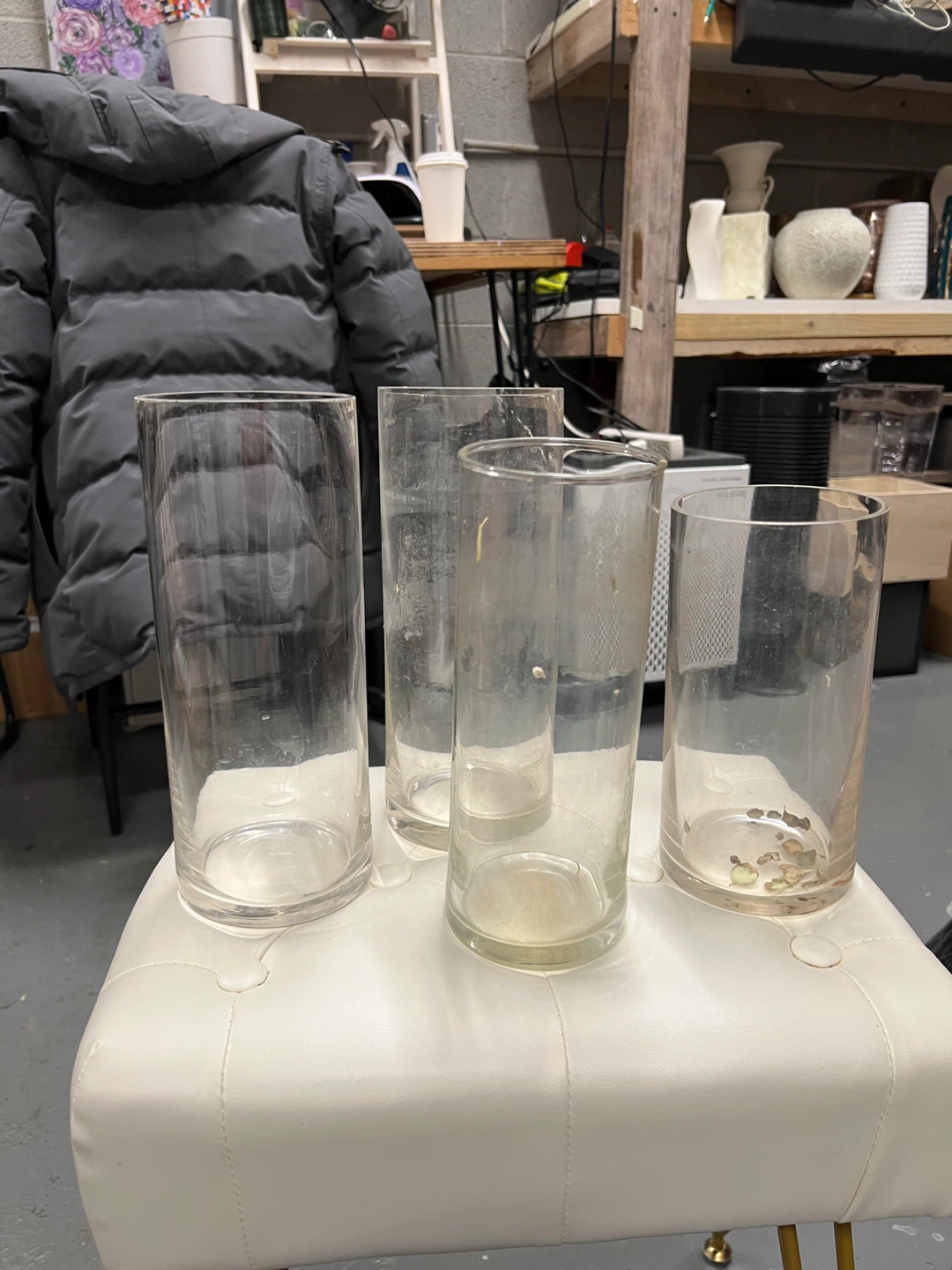 Set of 4 Glass Cylinder Vases