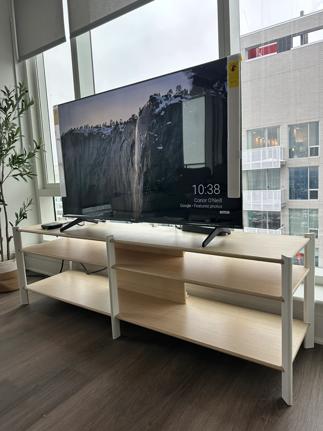 IKEA JÄTTESTA TV Bench - White/Light Bamboo