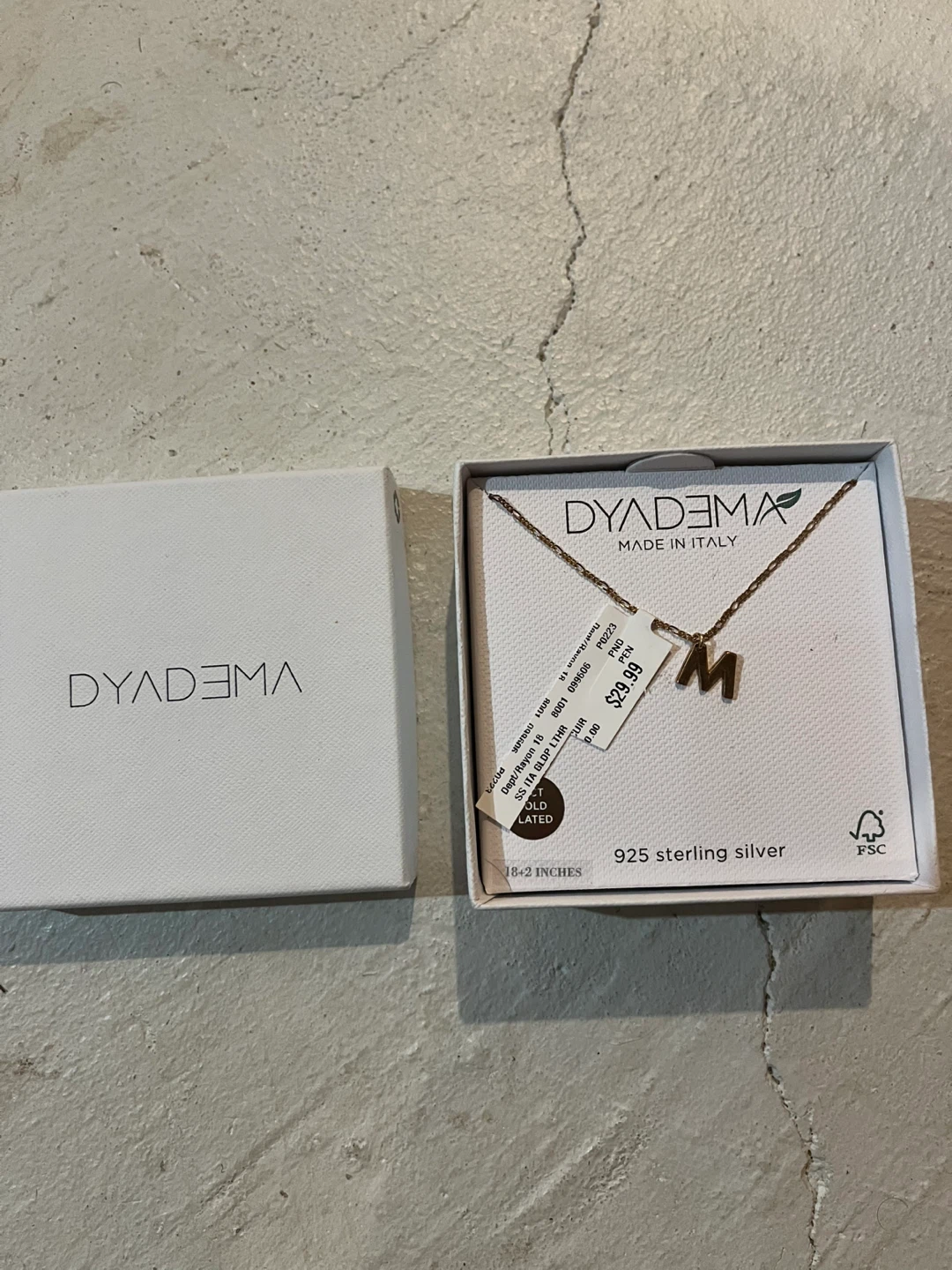 Dyadema 'M' Initial Necklace - Sterling Silver