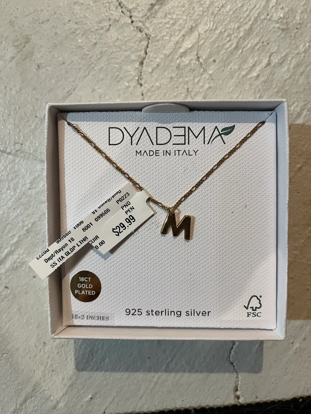 Dyadema 'M' Initial Necklace - Sterling Silver - photo 2