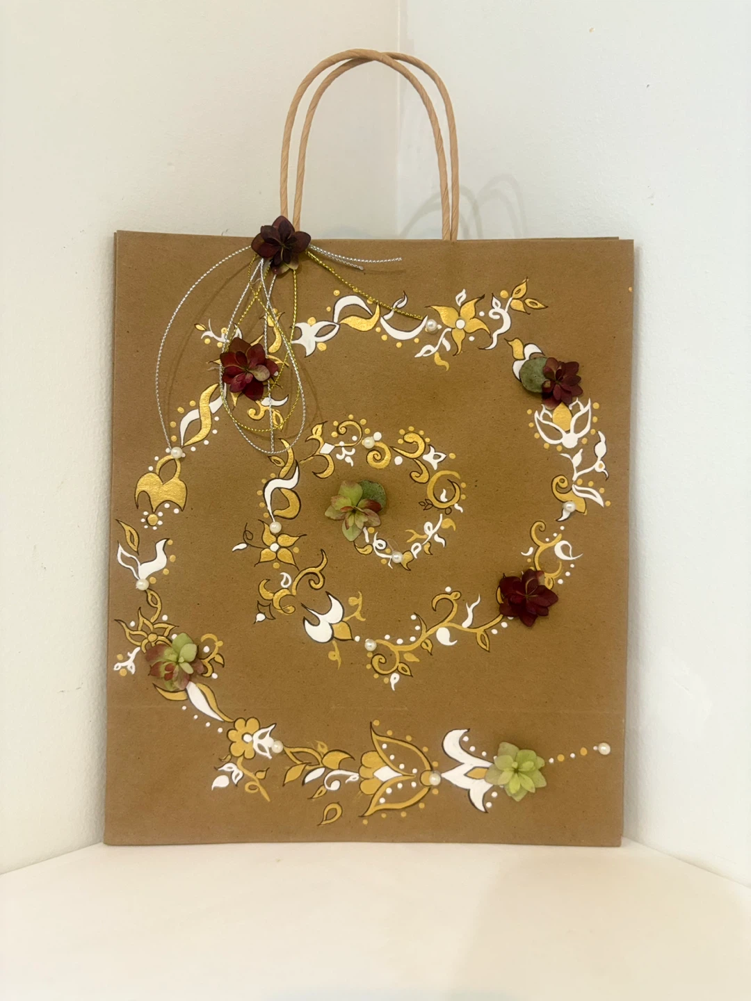 Decorated Brown Paper Gift Bag