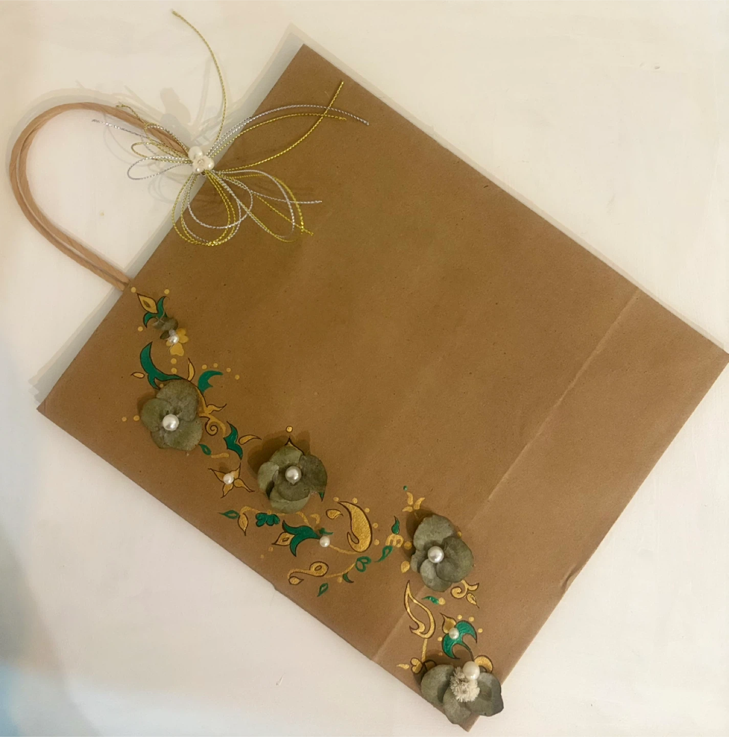 Hand-painted Brown Paper Gift Bag - photo 4