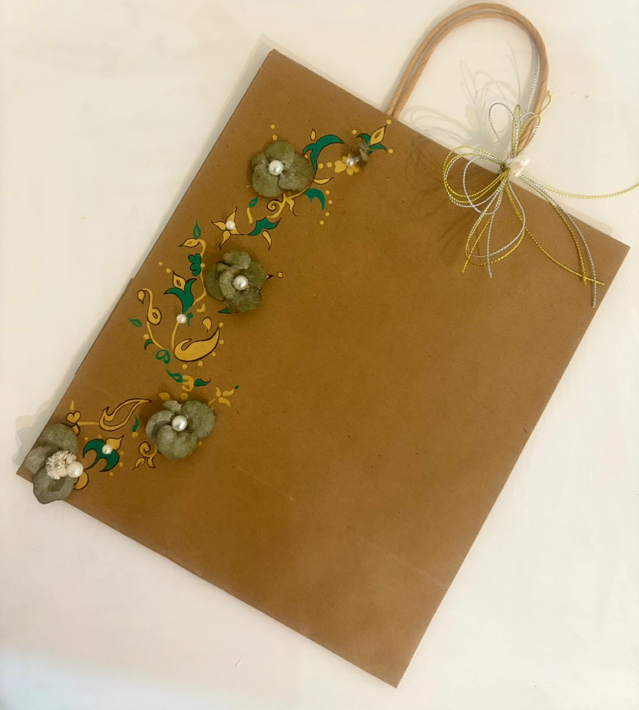 Hand-painted Brown Paper Gift Bag - photo 3