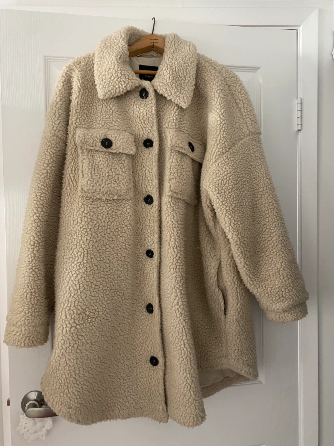 Bershka Cream Teddy Coat