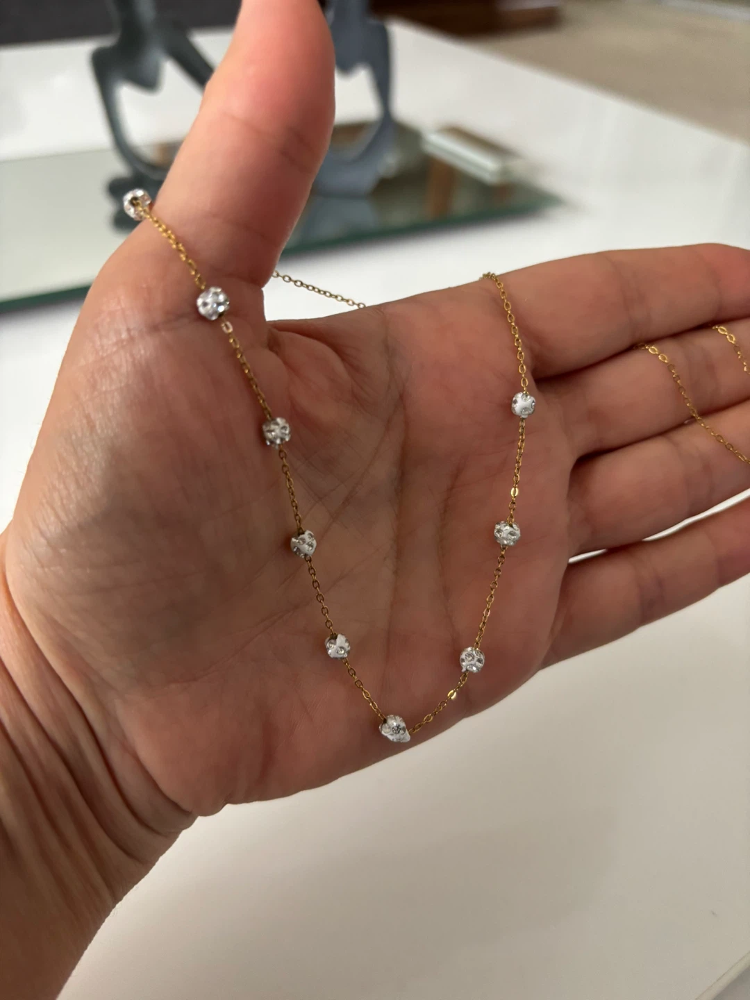 Gold plated Necklace with Diamond Accents