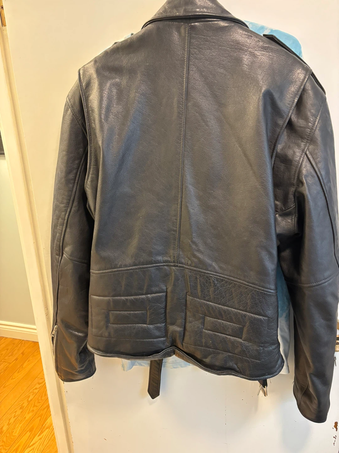 Black Leather Motorcycle Jacket XL - photo 3