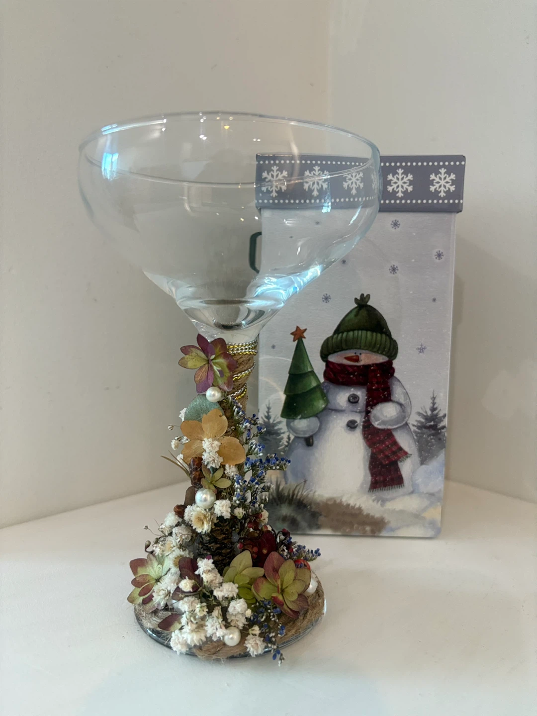 Floral Decorated Martini Glass with Box