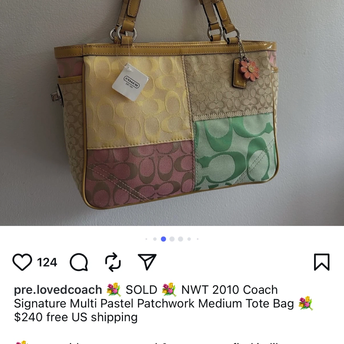Coach Signature Multi Pastel Patchwork Medium Tote Bag - photo 3