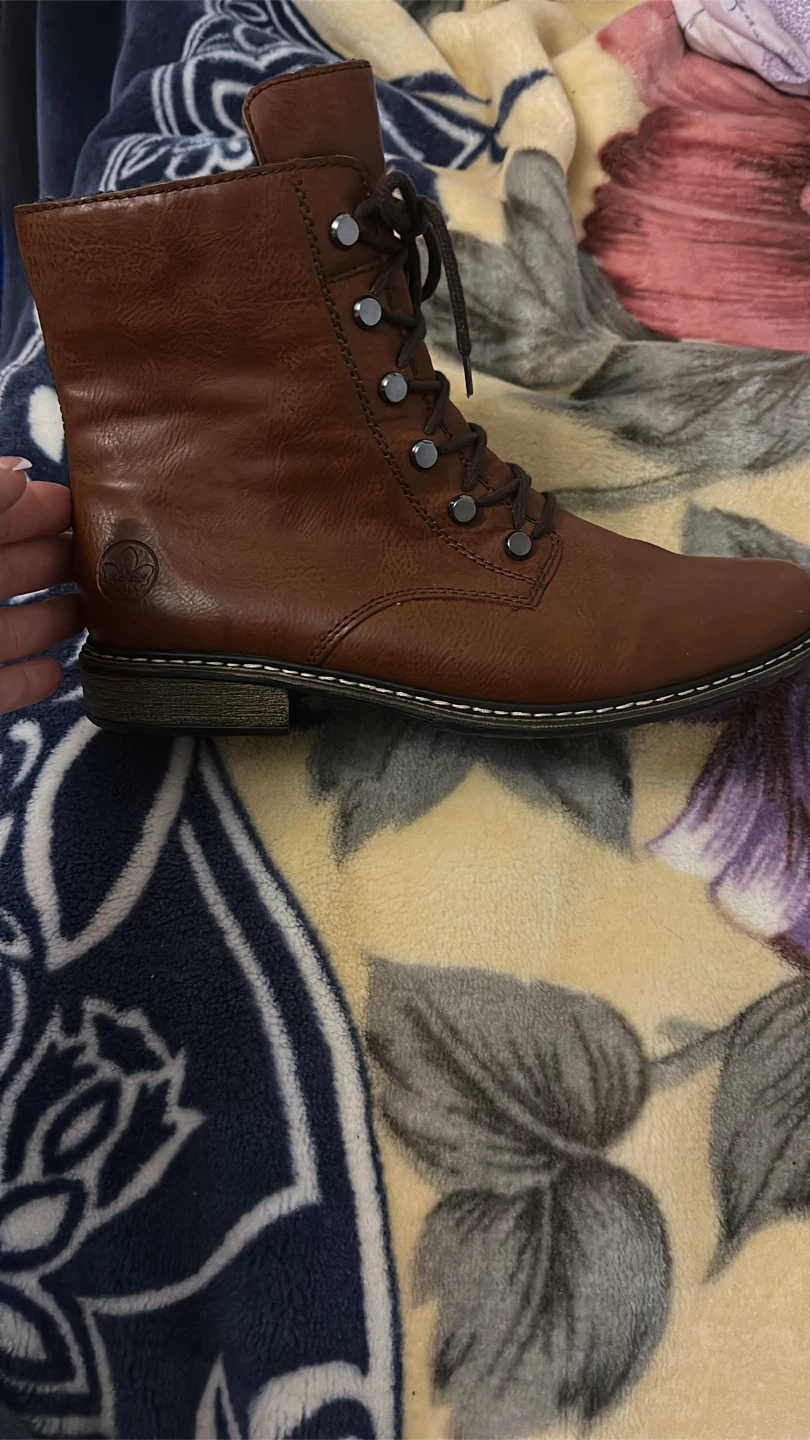 Rieker Brown Lace-Up Ankle Boots - Size 40