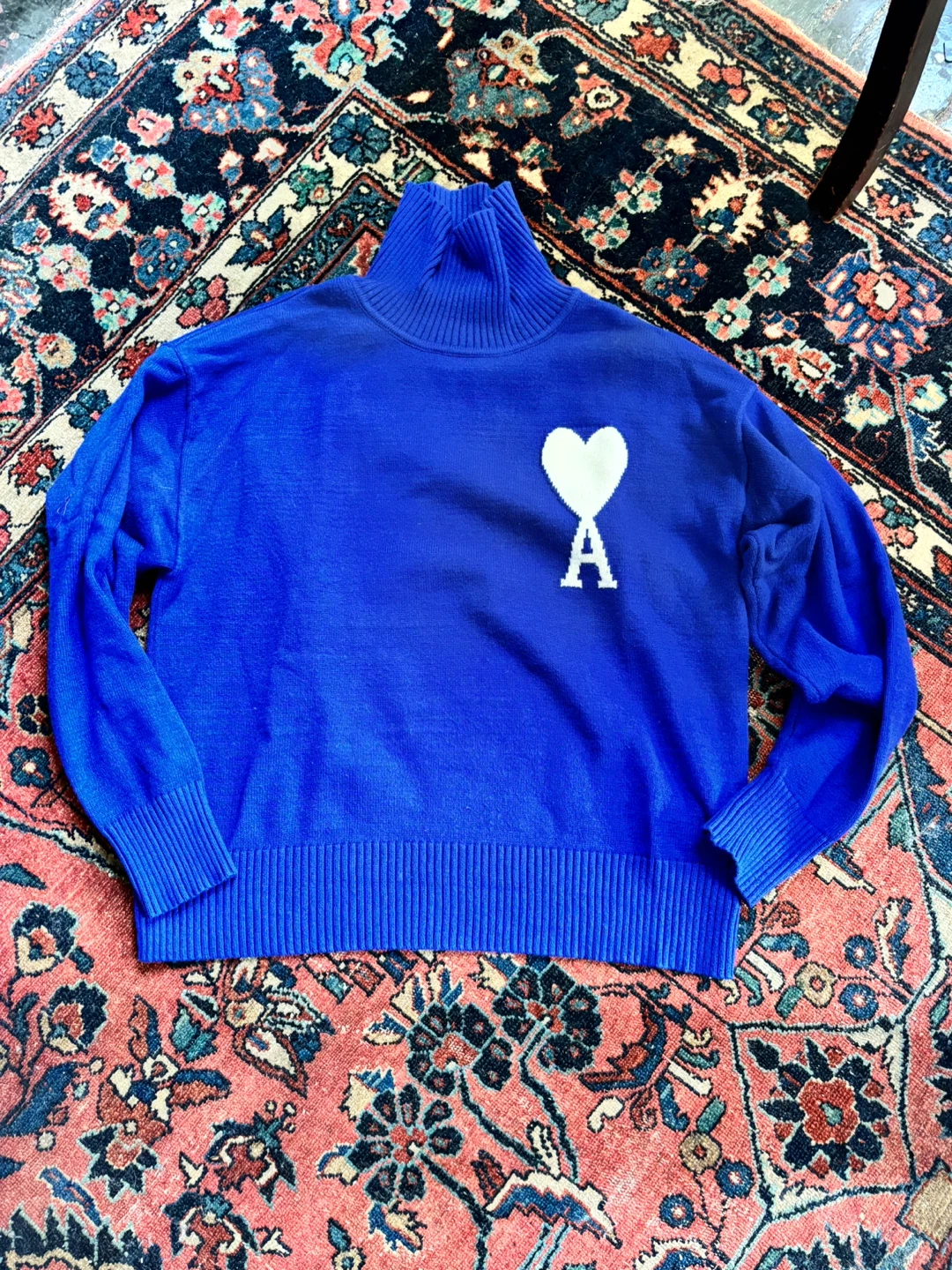 Unisex Ami Paris Blue Turtleneck Sweater - Medium