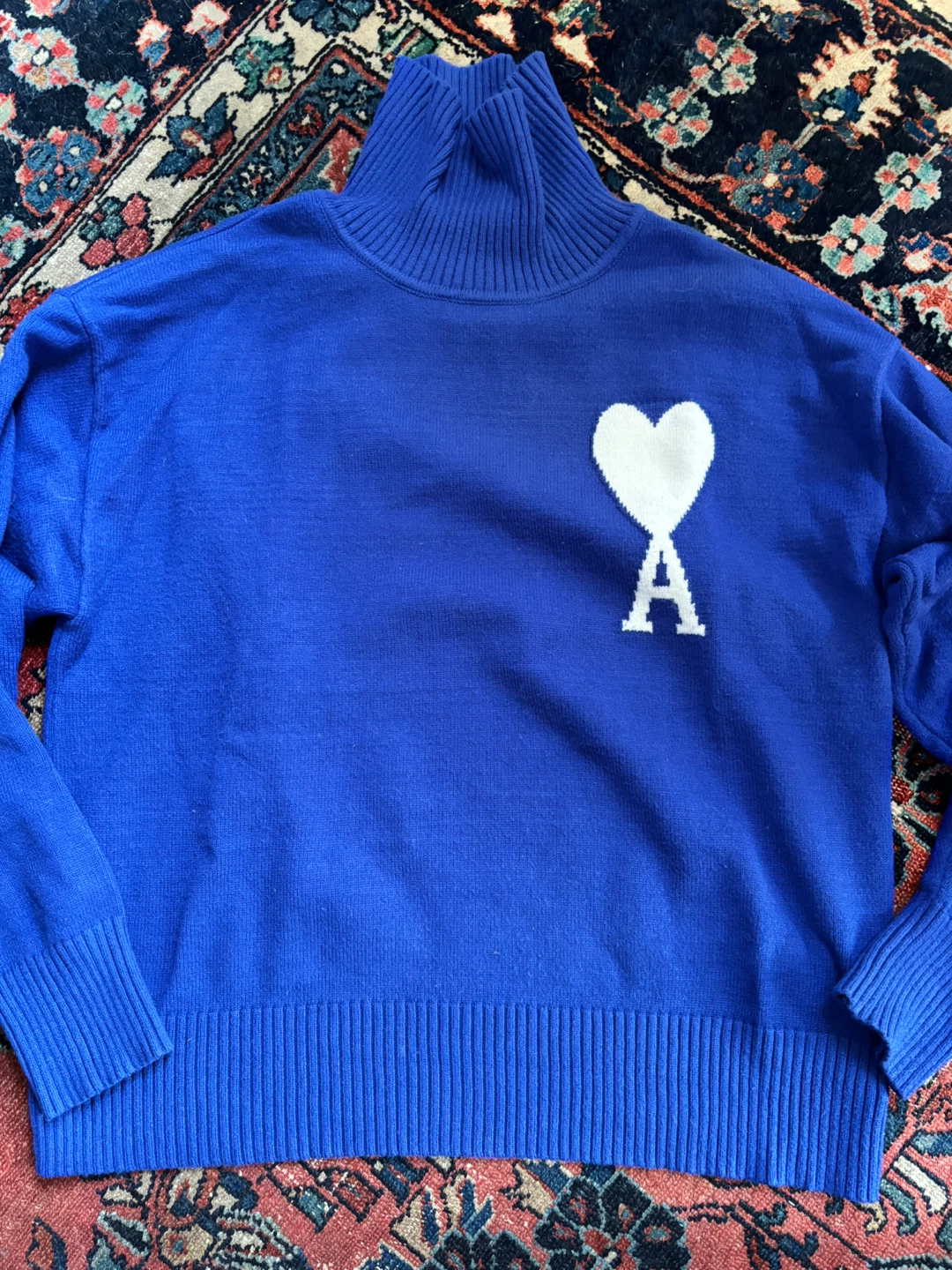 Unisex Ami Paris Blue Turtleneck Sweater - Medium - photo 2