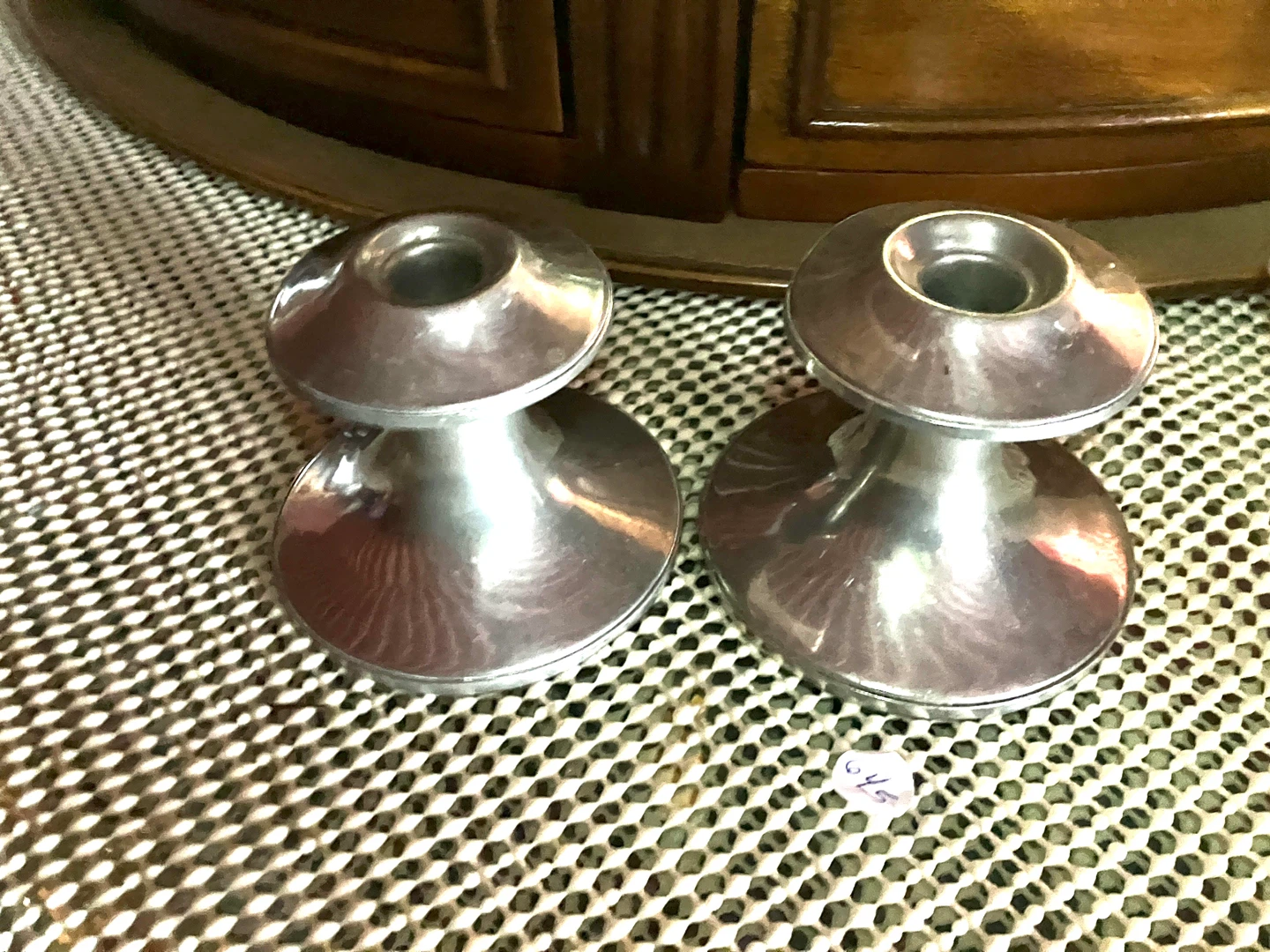 Continental Pewter Candlestick Holders
