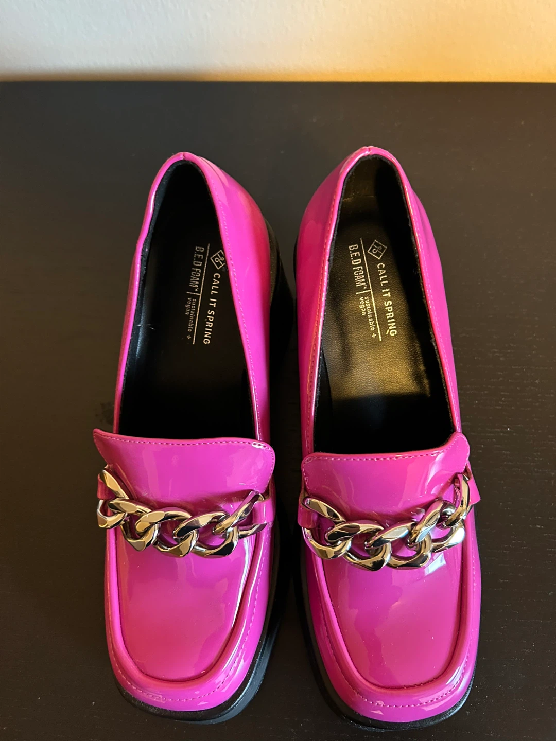 Call It Spring Pink Chain Loafer Heels - photo 4