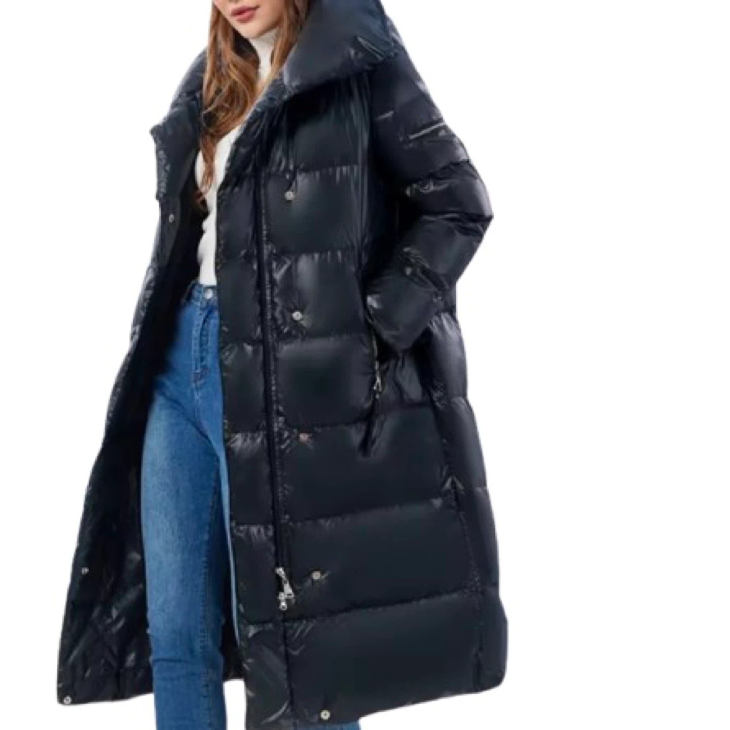 Black Long Puffer Coat Size M and L - photo 4