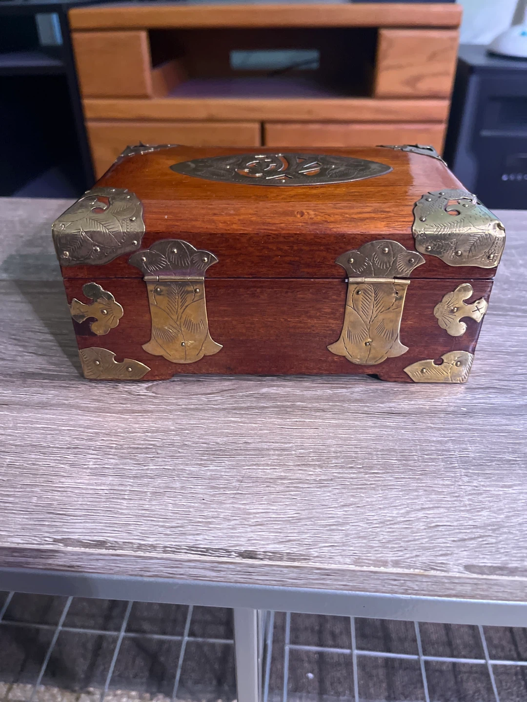 Decorative Wooden Box with Brass Accents - photo 3