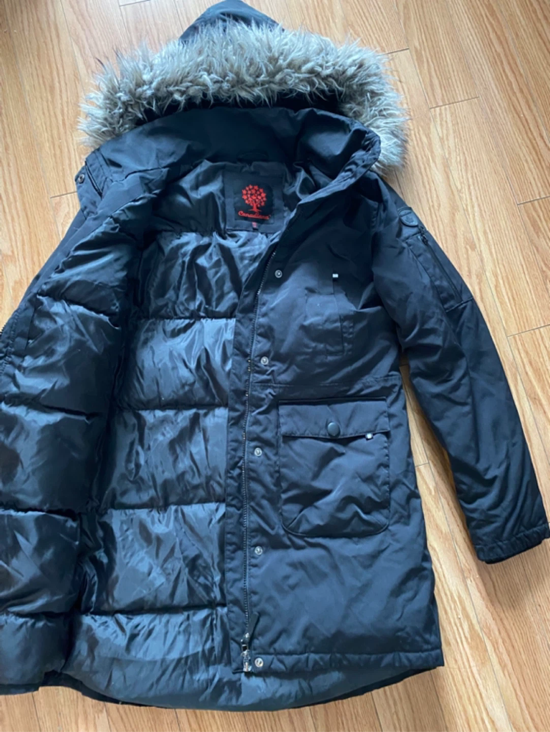 Canadiana Black Winter Coat, Men Size XS. Women Size S