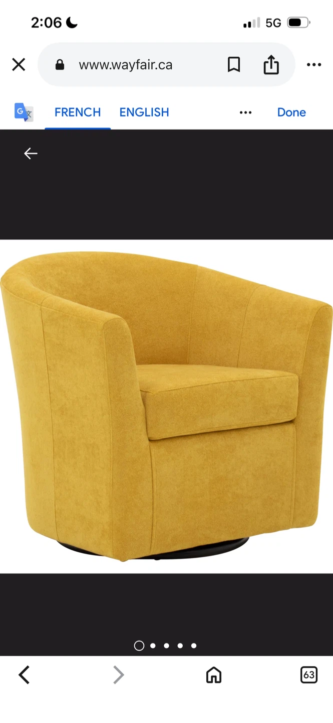 New Yellow Swivel Barrel Accent Chair